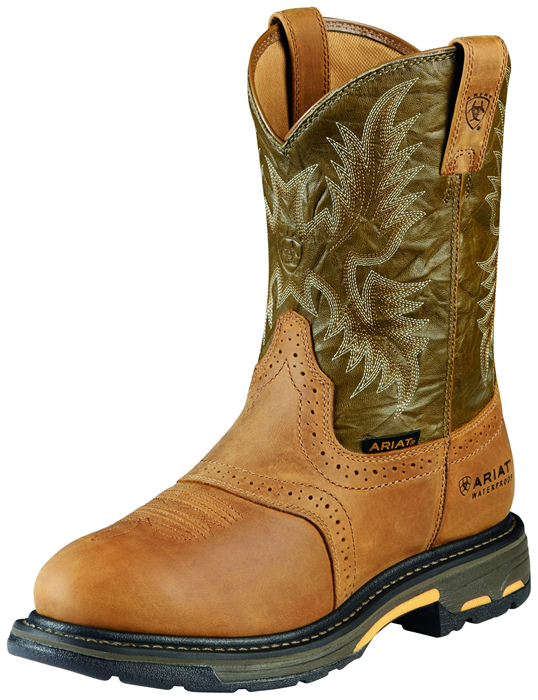 Ariat- Men's Work Hog WP Aged Bark/Army Green CT - 10008633