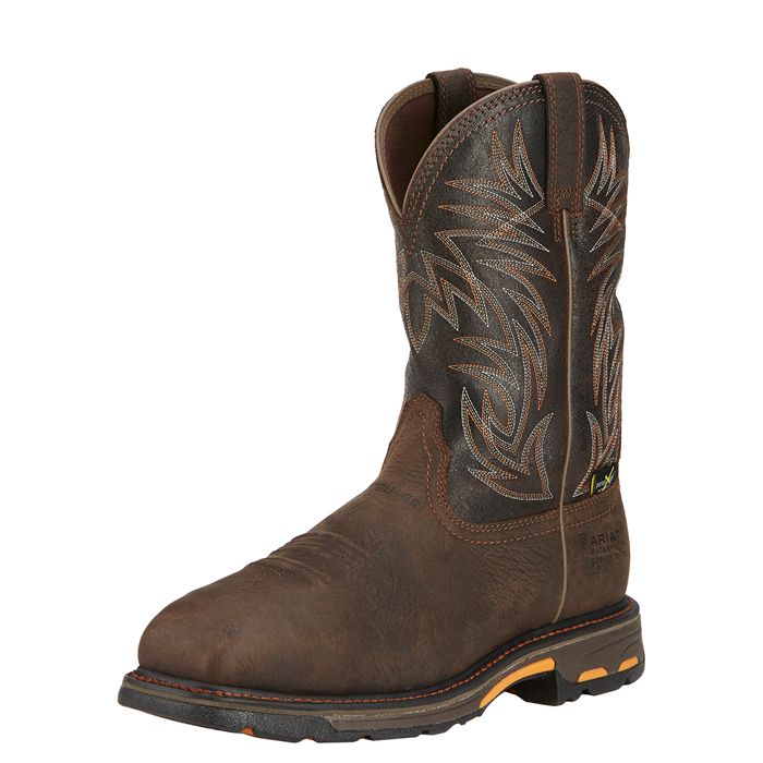 Ariat - Men's Work Hog Wide Square Toe MET Guard Bruin Brown CT WP - 10016265