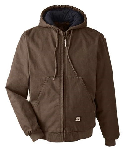 Berne - Original Washed Duck Hooded Jacket - Quilt Lined - HJ375