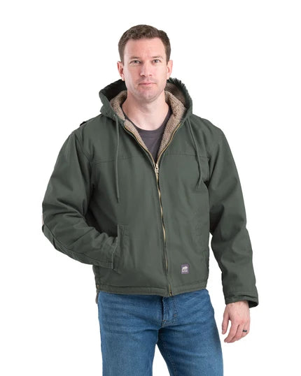 Berne - Sanded Hooded Work Jacket Sherpa Lined - HJ626