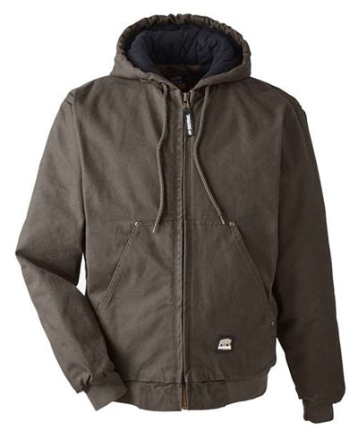Berne - Original Washed Duck Hooded Jacket - Quilt Lined - HJ375