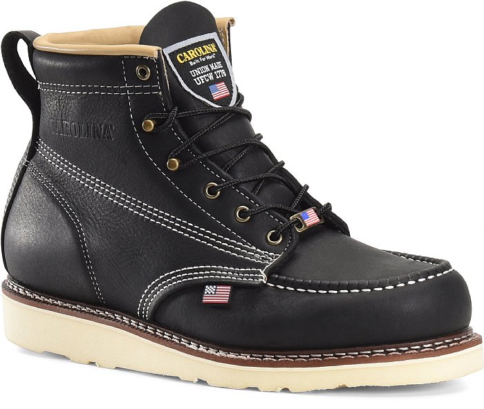 black moc toe work boots